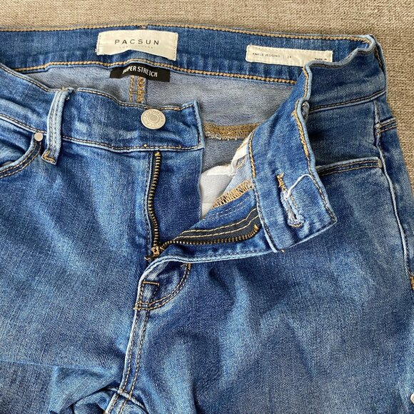 Pacsun Super Stretch Ankle Jegging Jeans Women's 24 Blue Cross Lace Casual Pant - Picture 4 of 16